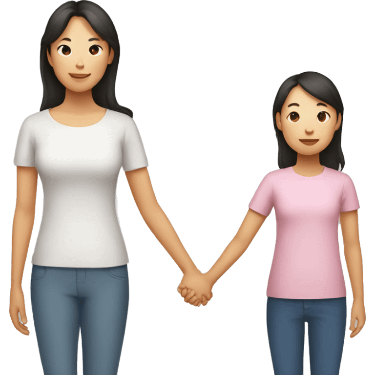 asian mother and daughter holding hands emoji