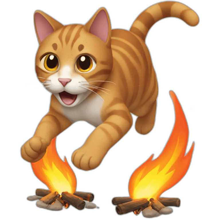 Cat running over fire emoji