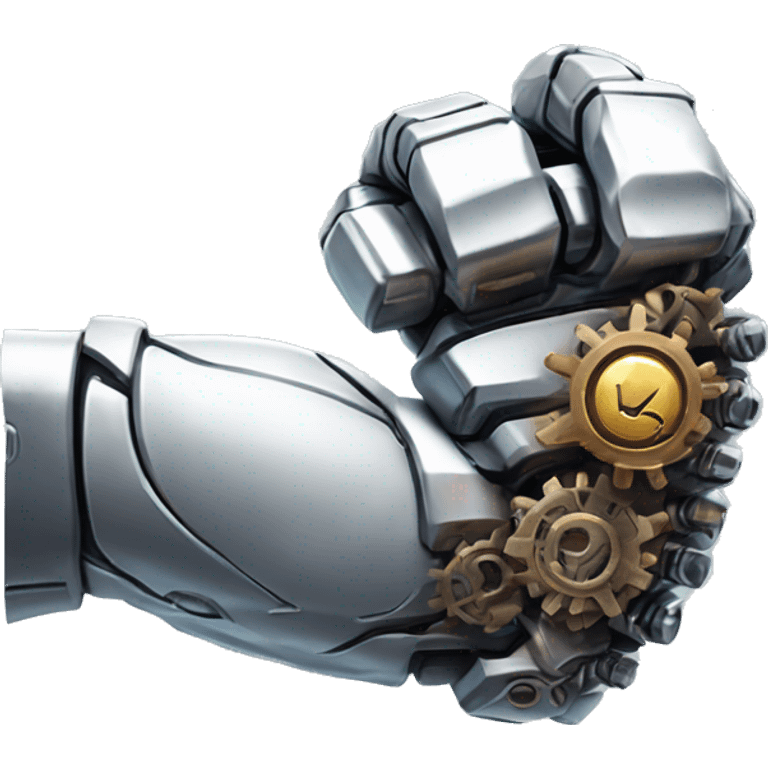 Cyborg arm only flexing bicep and shoulder with gears and shocks emoji