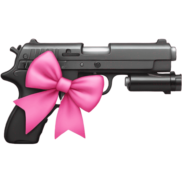 gun with a pink bow with cute girl emoji