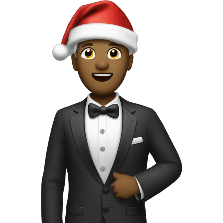 Singing man with Christmas hat and suit emoji