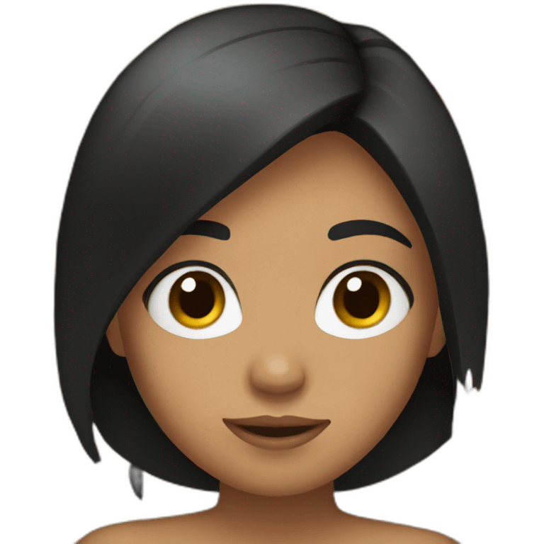 Girl with wheat skin and black hair emoji