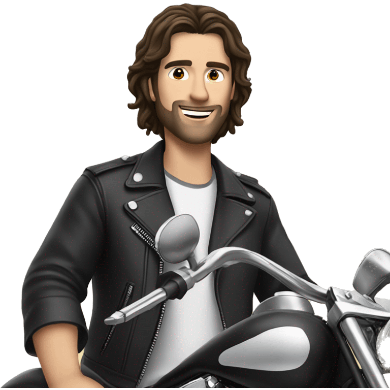 White brunette man on a Harley emoji