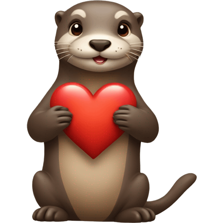 Otter holding a heart emoji