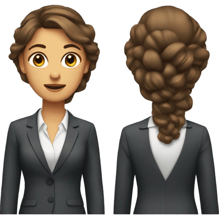 Woman with her hair up brown hair and in a suit emoji