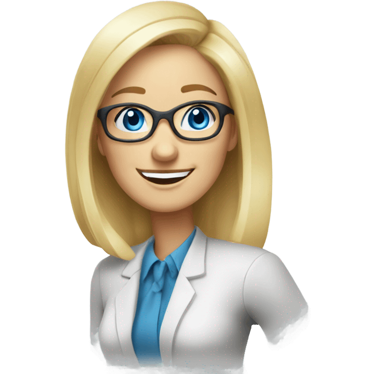 Beautiful blonde office lady with glasses happy blue eyes talking on a phone  emoji