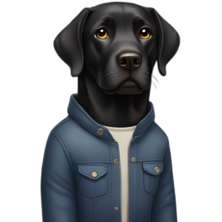 Black labrador wearing human clothes emoji