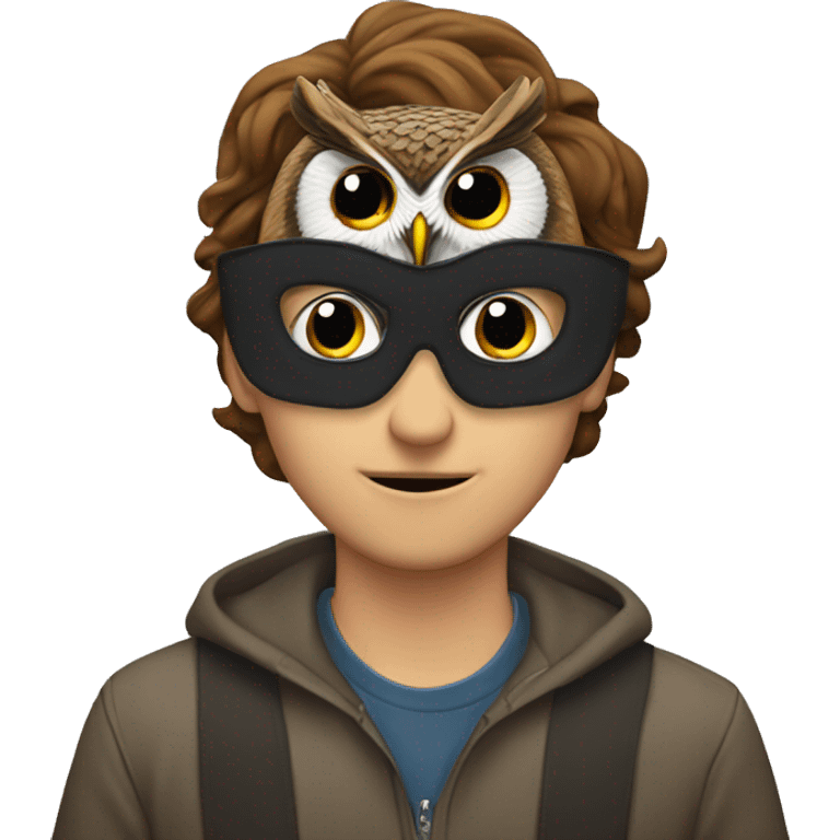 lewis buchan taking off an owl mask emoji