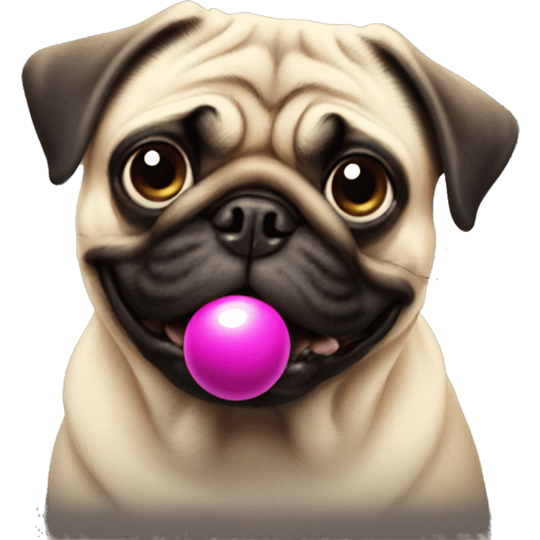 Pug with ball on mouth  emoji