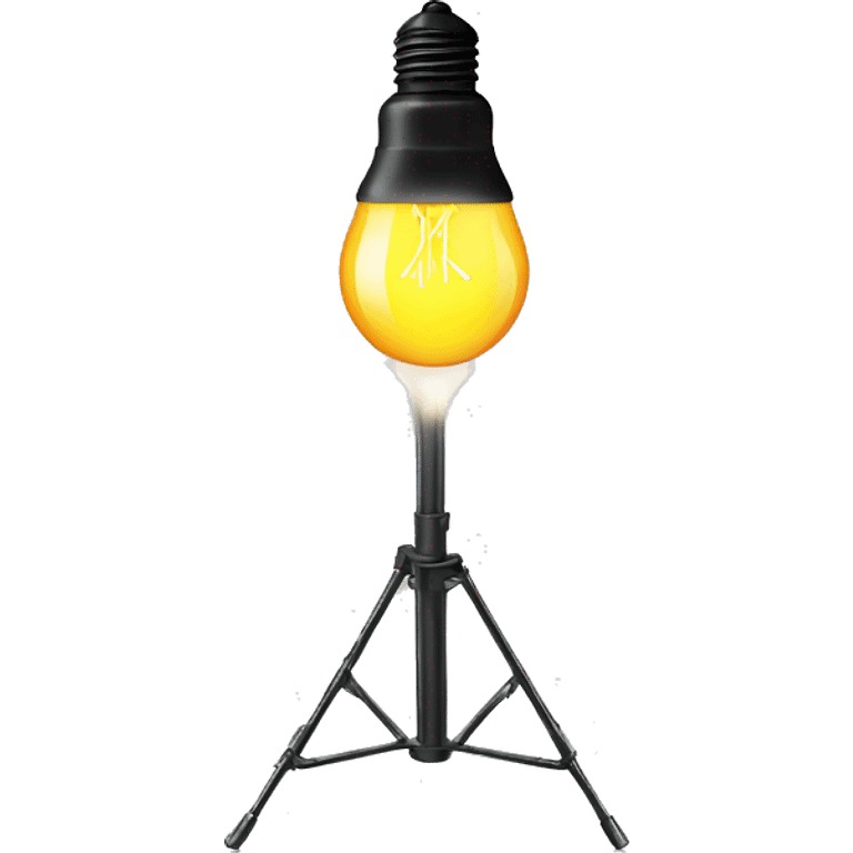 exposed incandescent light bulb on a long portable light stand emoji