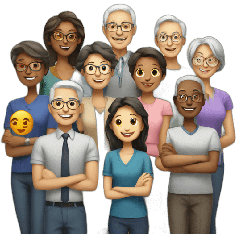 10 Old classmates together with older teacher emoji