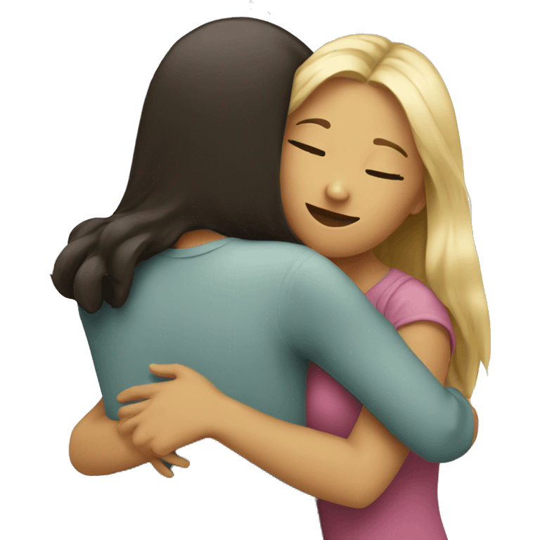 Two girl friends hugging  emoji