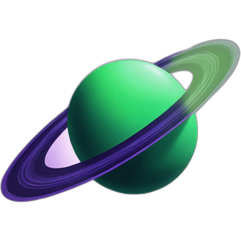 green planet with purple saturn rings and white moon emoji