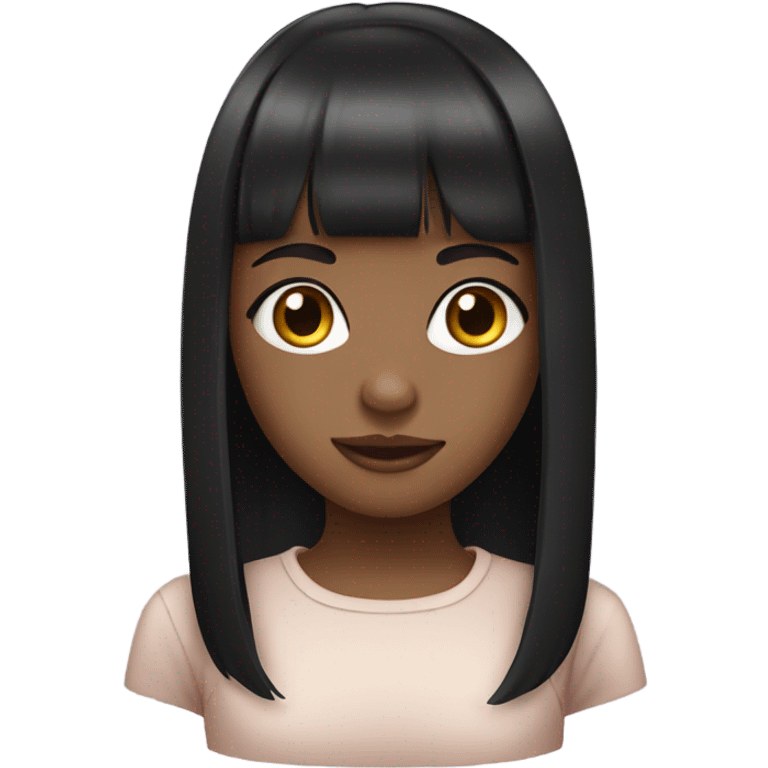 young girl, black haircut with bangs, fair skin emoji