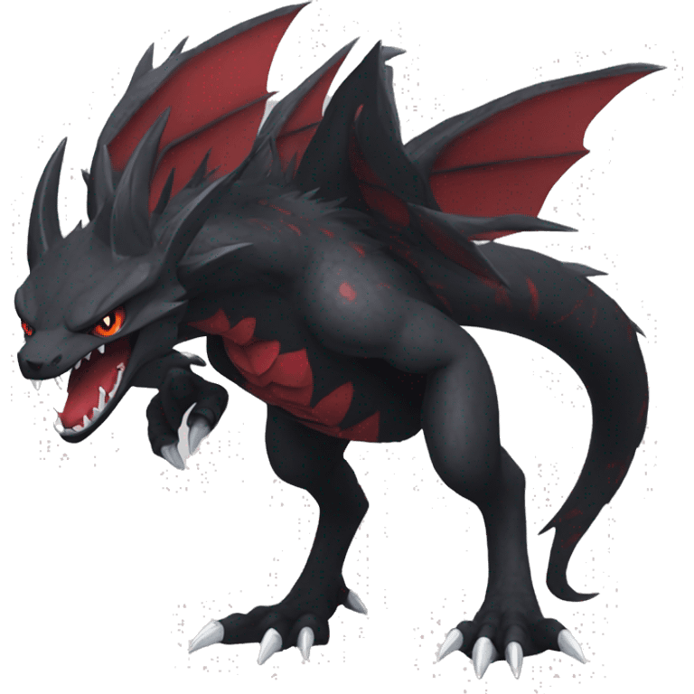 cool edgy black and red Dark-type nargacuga Pokémon full body emoji