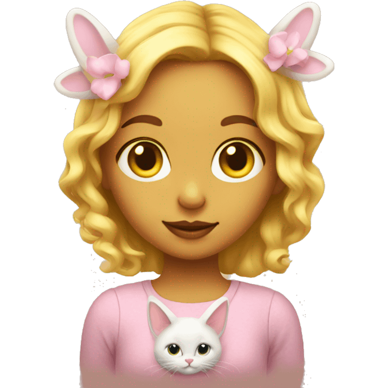 yellow skin easter girl with kitty emoji