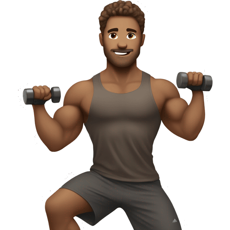 White skin brown hair Guy doing workout  emoji