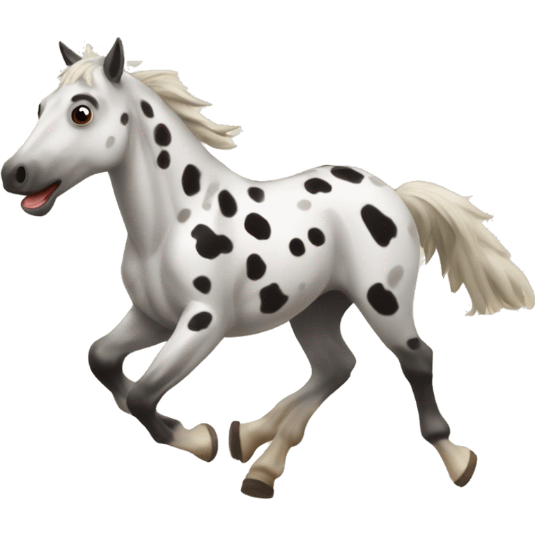 Appaloosa running around barrel  emoji