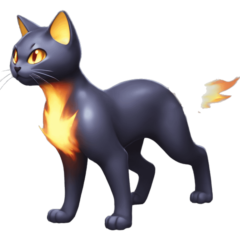 Shiny Dark-type-Fire-type-Fakémon-Cat full body emoji