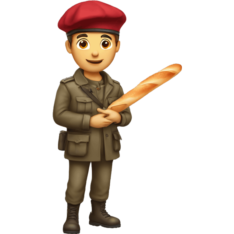 Frenchman in beret with baguette emoji