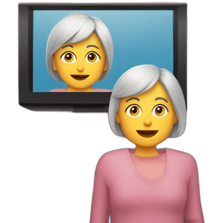 Ältere Mutter schaut mit ihrer älteren Tochter fernsehen emoji