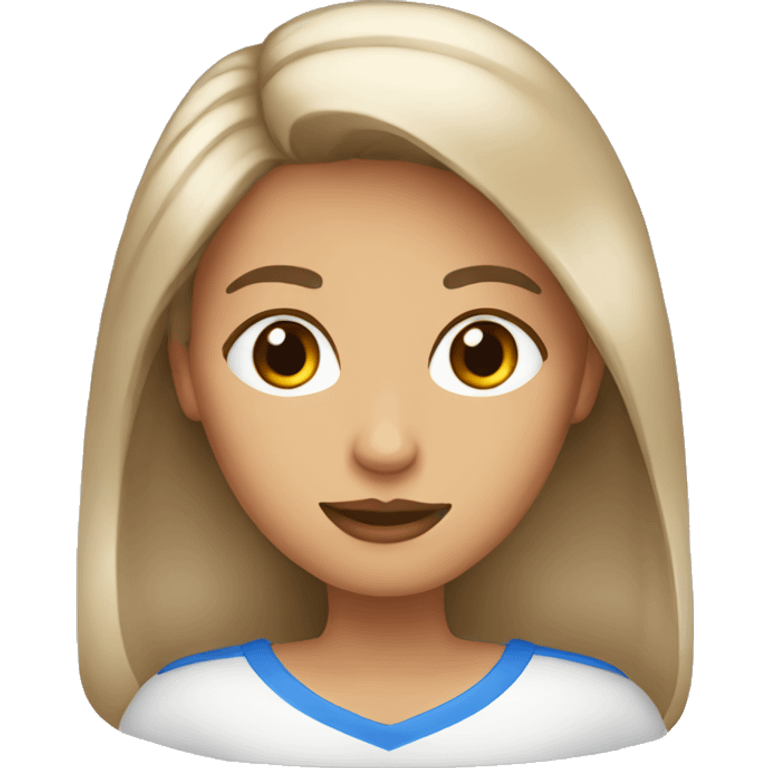 Mujer pelo marron ojos azules emoji