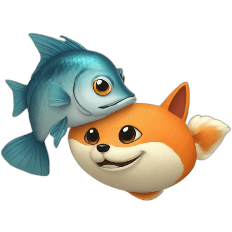 Fish and a fox saying happy new year emoji