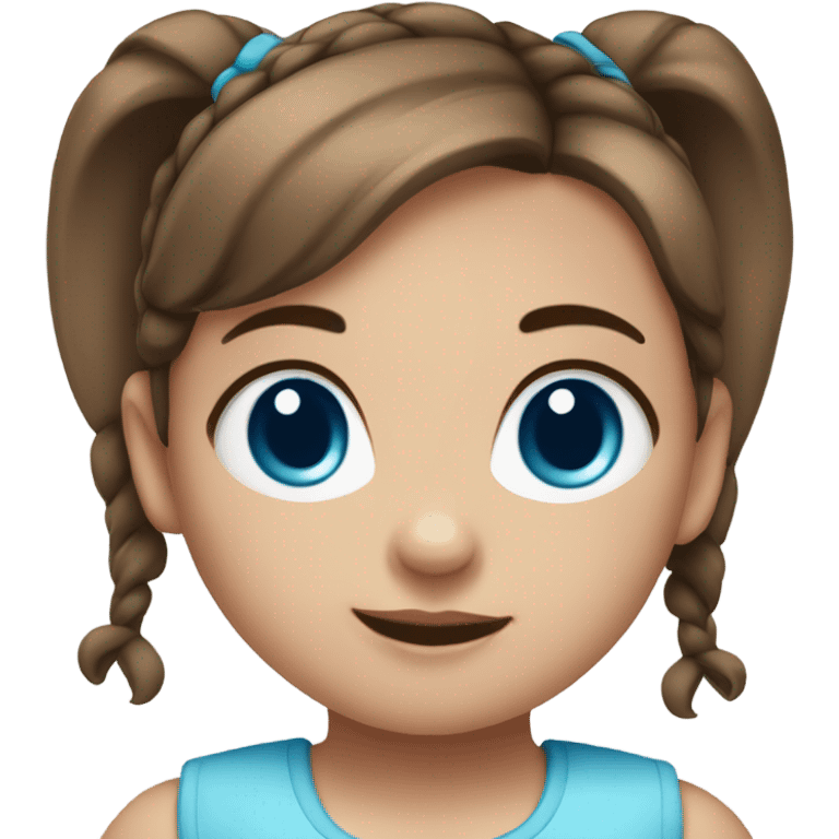 BROWN HAIR BLUE EYE BABY GIRL WITH PONYTAILS emoji