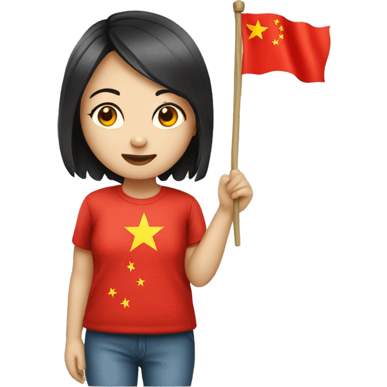 Chinese girl with China flag emoji