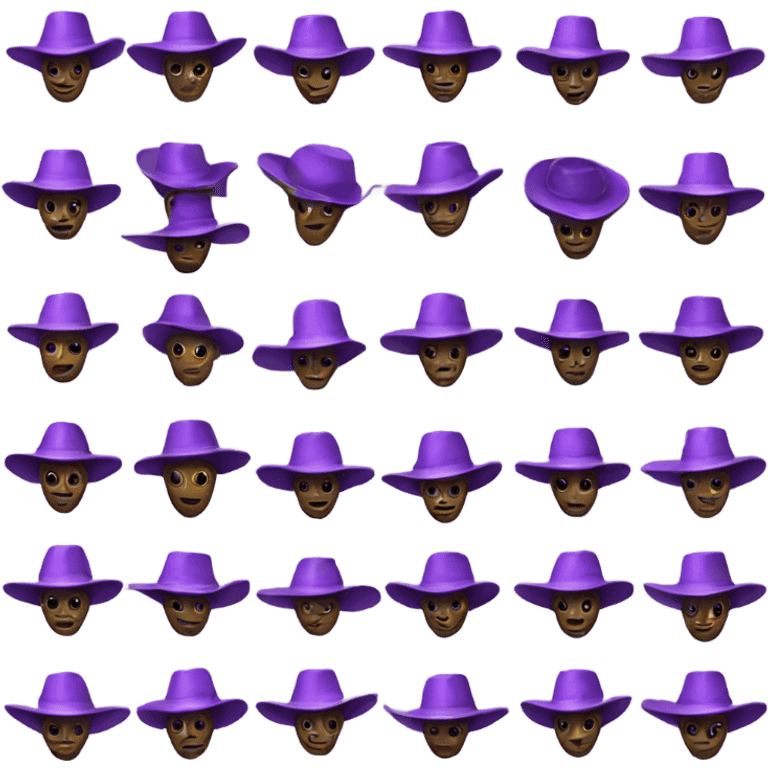 Alien wearing a purple cowboy hat emoji