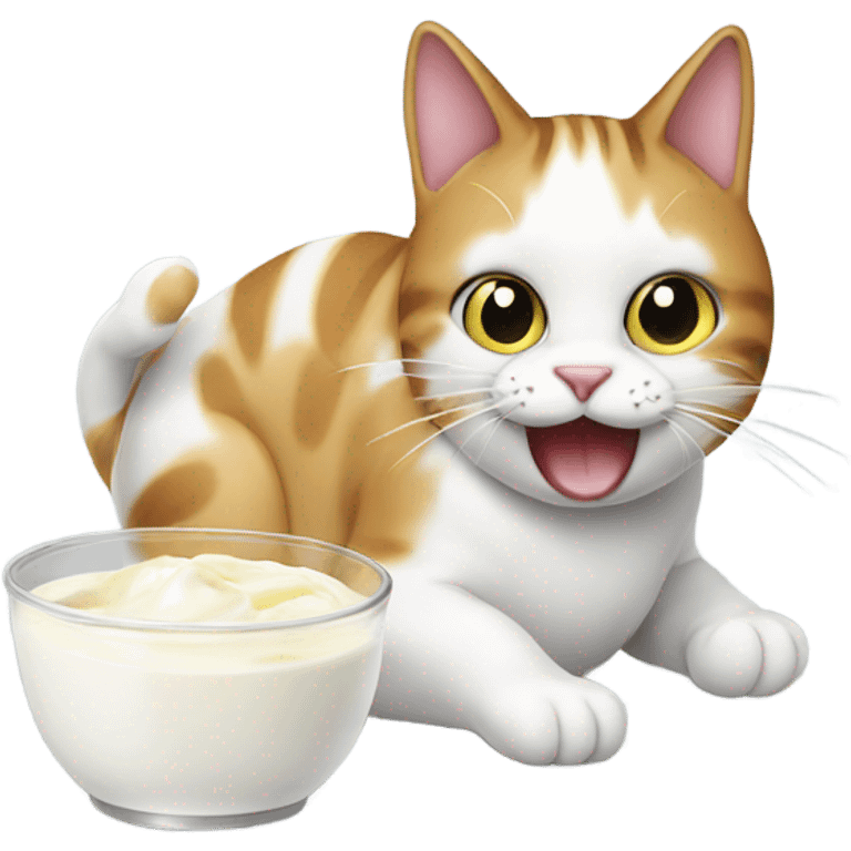 Cat eating yoghurt emoji