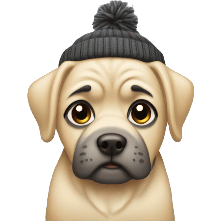 Mops wearing a beanie emoji