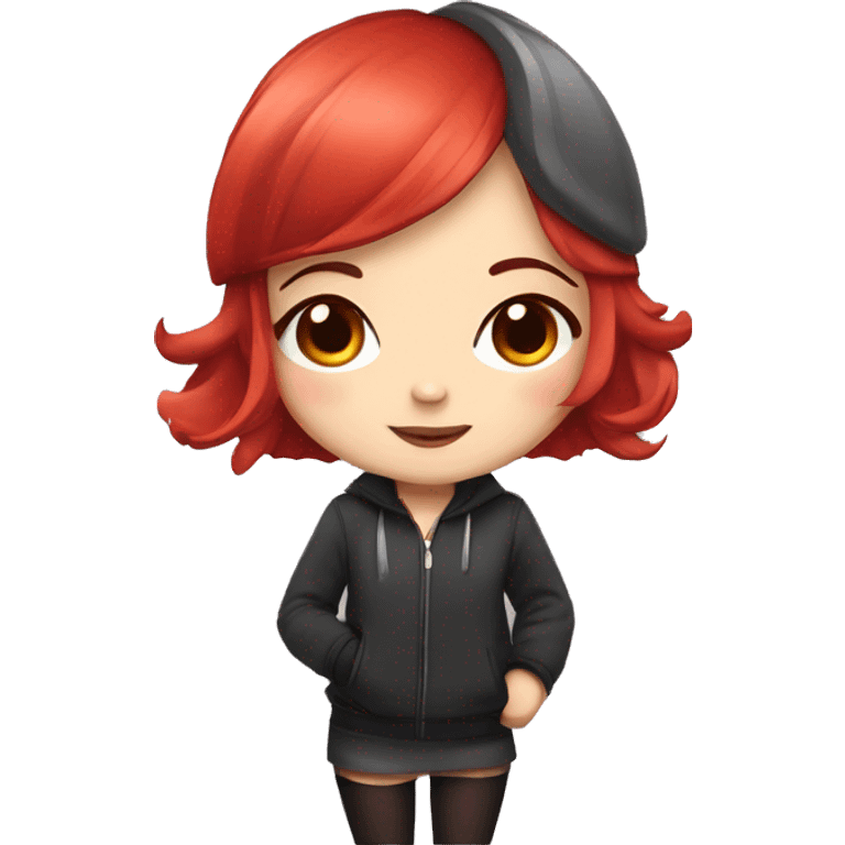 cute chibi girl with bob red hair and make up emoji