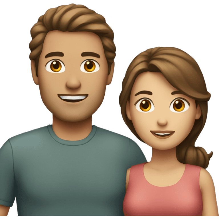 couple, man and woman with brown hair emoji