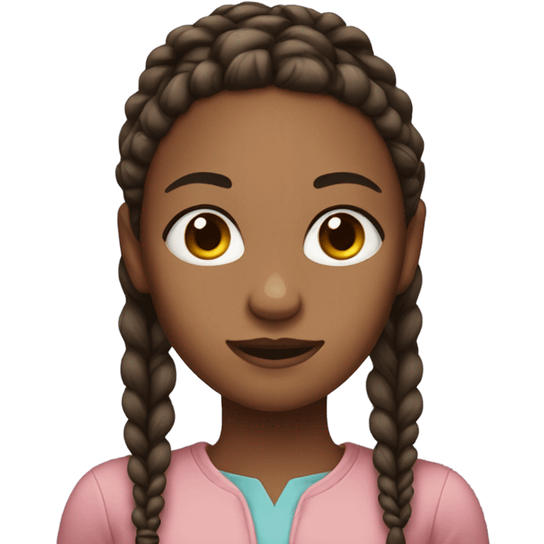 Girl with big forehead lightskin, dark browb braids emoji