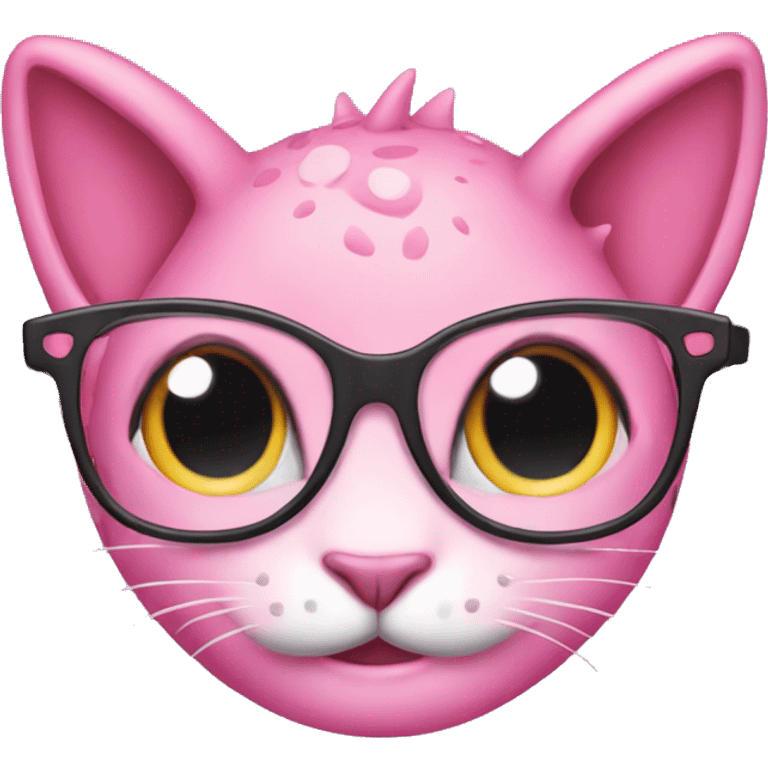 Pink girly Dinosaur emoji with cat eye glasses emoji