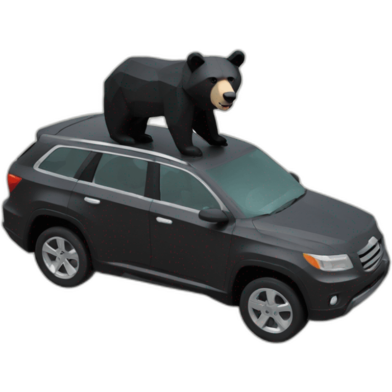 Lowpoly black bear in car emoji