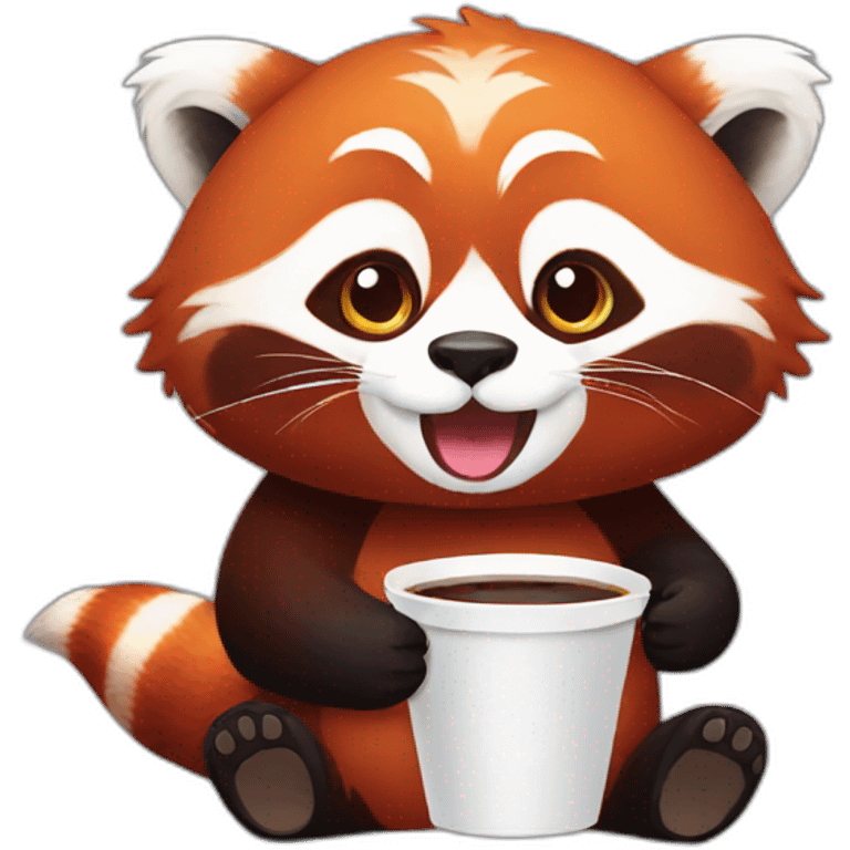 Red panda drinking takeaway coffee emoji