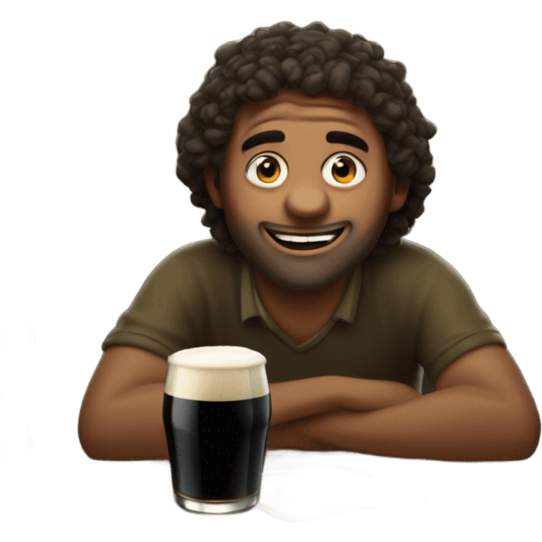 Man hammered drunk drinking Guinness in an Irish pub emoji