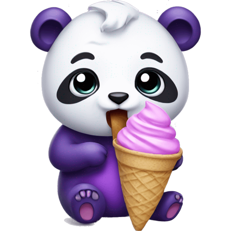 Purple Panda eating ice cream  emoji