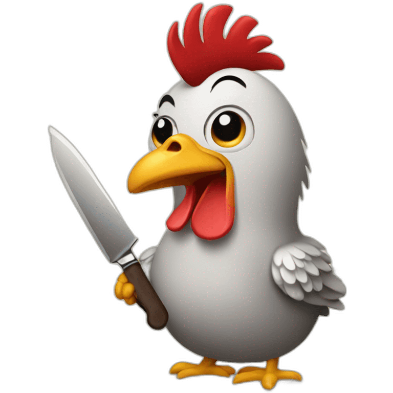 hen with knife emoji