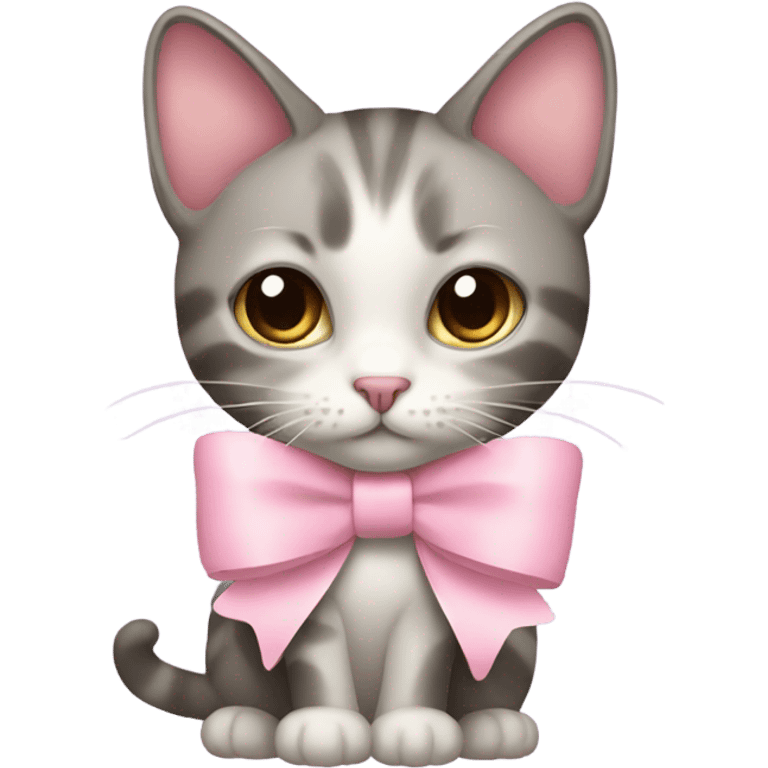 Cat with a pastel pink bow  emoji