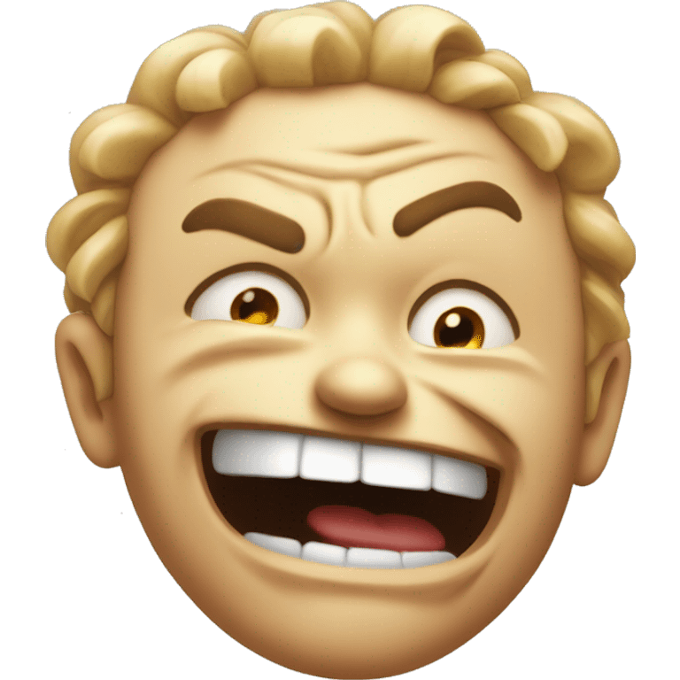 A twisted smile with squinted, furious eyes, radiating unhinged anger. emoji