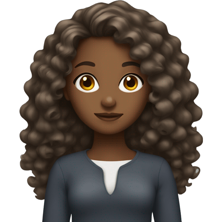 Brown skin girl with long curly hair emoji