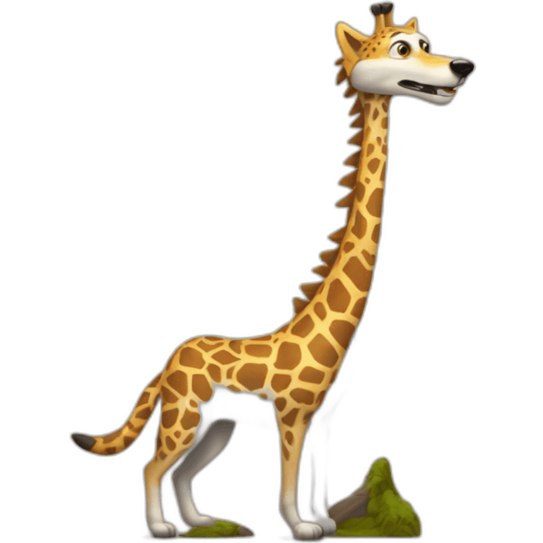 un loup sur une girafe emoji