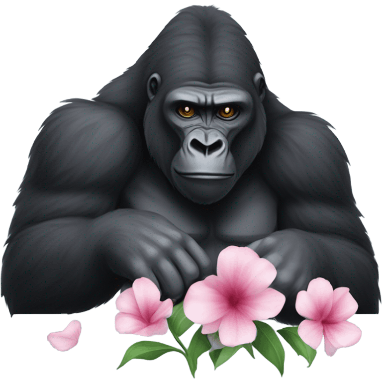 Gorilla holding a flower emoji