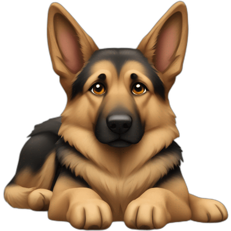 german-shepard-dog laying down with double coat fur emoji