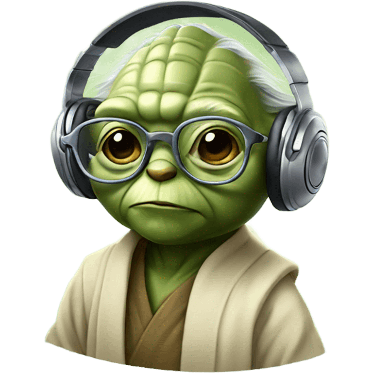 Yoda wearing glasses and headphones  emoji