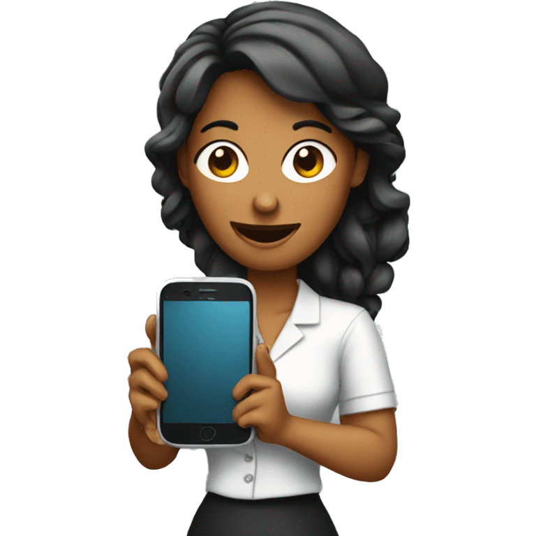 woman showing big phone emoji