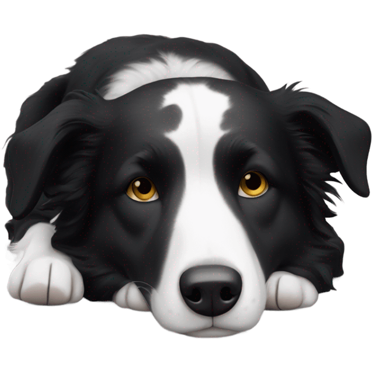 Sleeping black and white border collie emoji